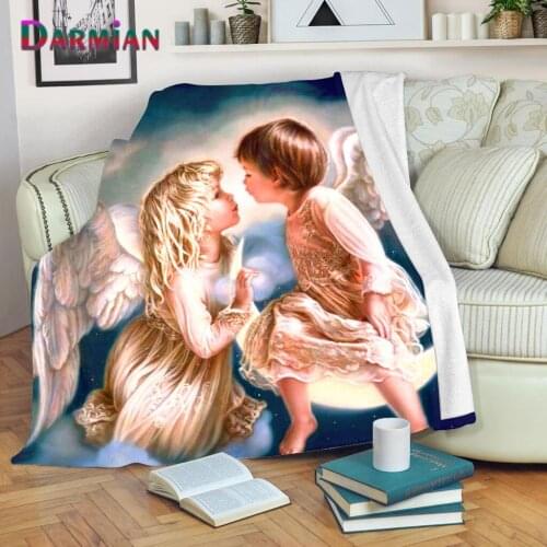 DARMIAN Cute Angel Girl Design Print Comfort Fleece Blanket for Baby Soft Bed Thin Quilt Sofa Nap Warm Blanket for Kids Adults