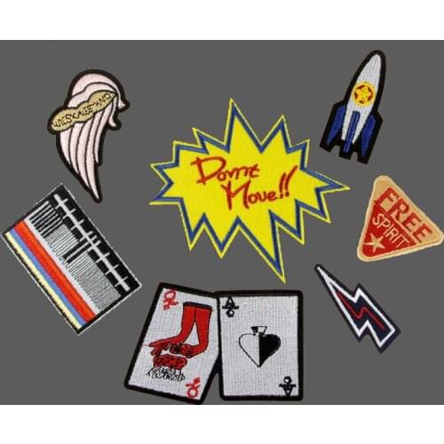 Rocket Poker Lightning Clothing Accessories Embroidery Patch Cloth Sticker DIY Personality Badge for Childrens T-shirt