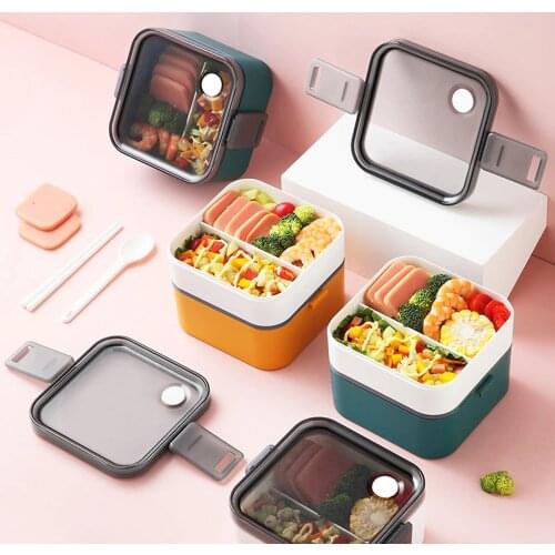 Double-layers Lunch Box Bento Box For School Kids Office Worker Microwae Heating Lunch Container Food Storage Box Large Capacity