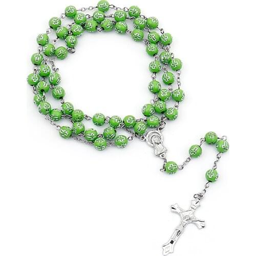 Jesus Cross Rosary Necklace Vintage Cross Pendant Jewelry 2021 Trend Catholic Necklace Gifts Wholesale Zinc Alloy Accessories