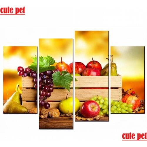 Full Diamond Embroidery Fruit painting Diy Diamond Painting CrossStitch Needlework Square round Diamond Mosaic Pattern cute pet