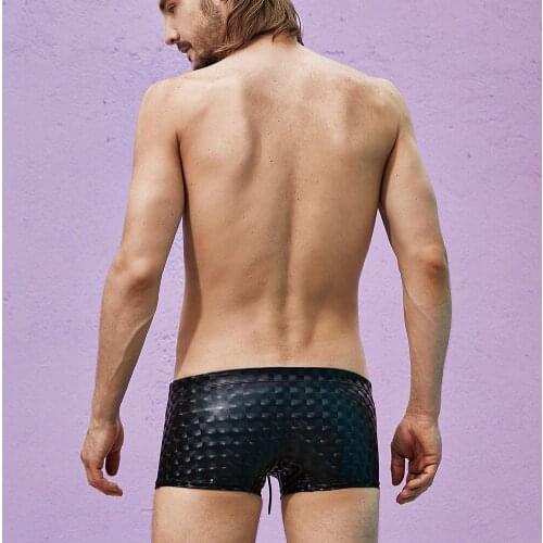 Leather Boxer Swimming Trunks For Men Fashion 3D Printed Hot Casual Underwear Lace-up Swimsuit Men Sunga Sswimmer Beach Shorts