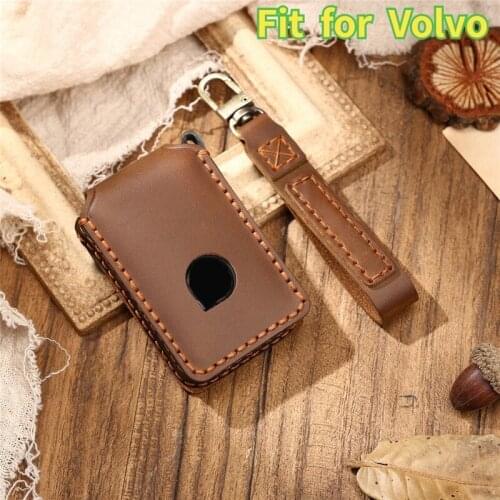 Leather Car Key Cover for Volvo XC40 XC60 S90 XC90 V90 T5 T6 T8 Polestar 2 Key Protect Keychain Car Key Case Car Key Holer