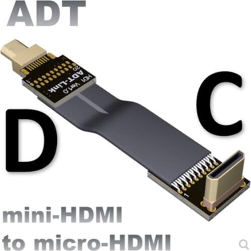 Mini HDMI turn micro micro aerial camera turn connector bend 90 degrees ultra-light and ultra-thin cable 18Gbps 2160p