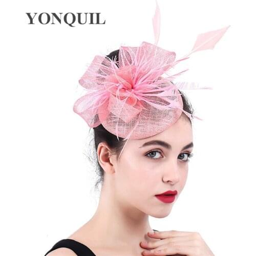 High Quality Party Fashion Fascinator Hat bow Hair Clips Fancy Feather Formal Dress Chapeau Church Wedding Cocktail Headpiece