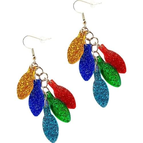 Fashion Colorful Shiny Glitter Light Bulbs Tassel Drop Earrings For Women Acrylic Long Dangle Earrings Night Club Party Jewelry