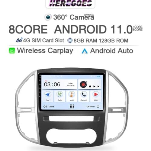 9inch Carplay 2Din Android 10 Car radio For Mercedes Benz W447 Vito 3 2014 - 2020 6G+128Gb Multimedia Video 4G LTE Stereo Audio