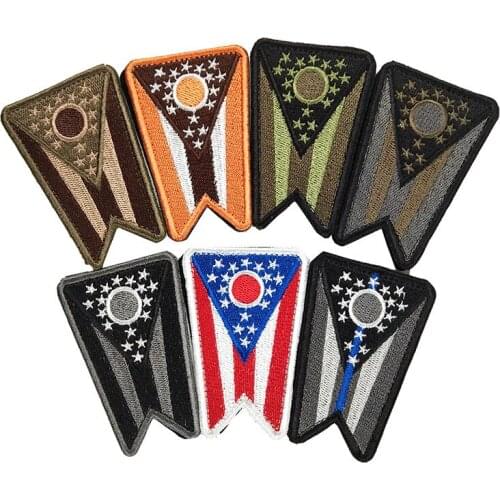 US State Flag Ohio Embroidery Patch Velcro Armband Epaulette Cloth Apparel U.S.A Horse Chestnut State Tactical Patches For Cloth