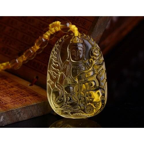 A new new yellow crystal pendant Samantabhadra dragon snake pendant Korean male and female Guardian