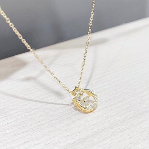 BOTU 2021 New Fashion Hollow Five-Pointed Star Pendant Necklace Female Personality Fashion Korean Light Luxury Zircon Jewelry