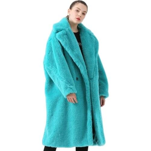 QIUCHEN PJ19062 2019 New arrival women winther thick fur coat wool coat long coat fashion model