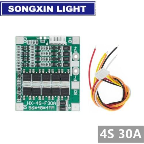 Original 4S 30A 14.8V Li-ion Lithium 18650 Battery BMS Packs PCB Protection Board Balance Integrated Circuits with cable
