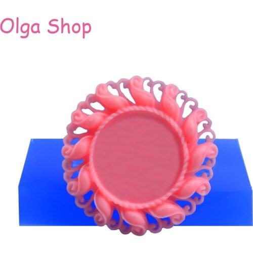OYL004 Round Frame Setting Silicone Push Mold Scrapbooking Mold Mini Resin Mold (Clay Resin Wax Epoxy Gum Paste)