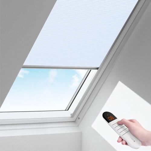 Intelligent Control Smart Home Skylight Blinds For Balcony Dormant Window Honeycomb Cellular Shades Customized Size
