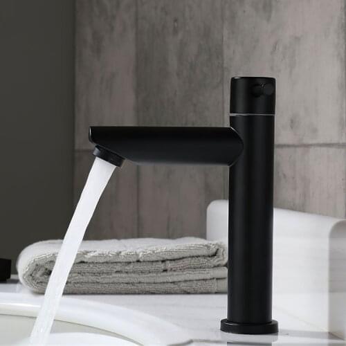 Luxury Bathroom Faucet Hollow design Bathroom Basin Faucet Cold & Hot Water Mixer Sink Tap Single Handle Deck Mounted Black Tap