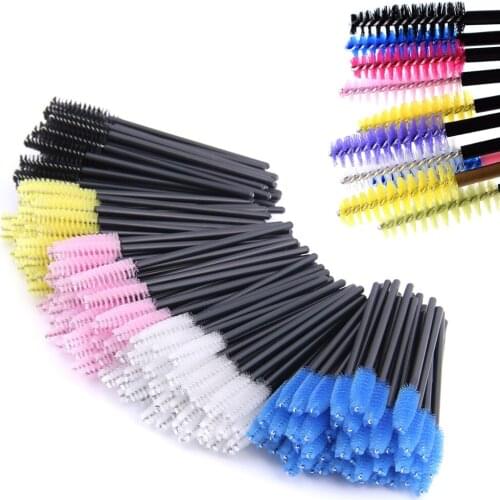 50Pcs Nylon Eyelash Brush Eyelash Extension Cleaning Brush Soft Head For Eyelashes Eyebrow Applicator Mascara Wand Micro brush