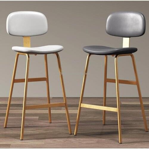 Nordic Modern Light Luxury Bar Stools Simple Backrest High Stools Bar Front Desk Chairs Home Iron High Chairs