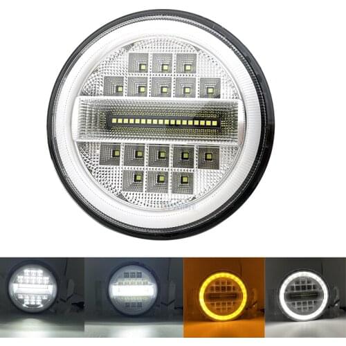 New 5.75 Inch Black Halo Angel Eyes LED Headlight For Sportster 1200 883 Street 500 750 5-3/4" Projector Round Headlamp