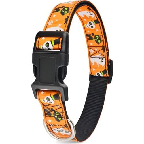 Halloween Ghost Supplies Dog Collar Nylon Trick or Treat Large Dogs Bat Pumpkin