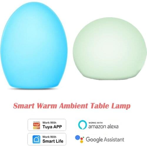 Wireless WiFi Light Smart Warm Ambient Table Lamp Rhythm Light Timer for Tuya Smartlife APP Support Alexa Google Home Voice