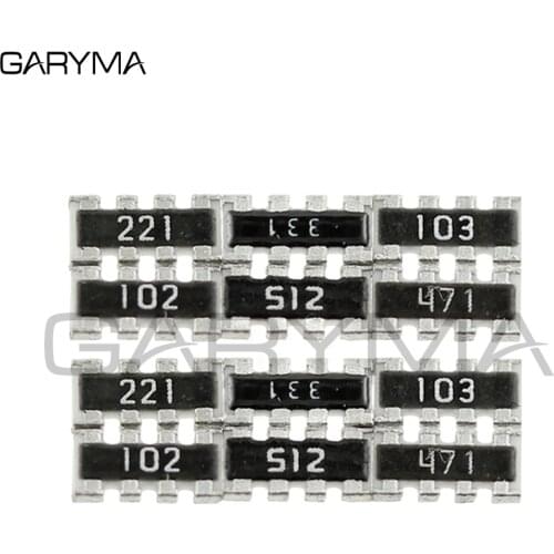 100pcs 8P4R 0402 Network Chip Resistor Arrays 0R 10R 22R 33R 47R 100R 200R 220R 300R 330R 470R 1K 2.2K 4.7K 5.1K 6.8K 10K 100K