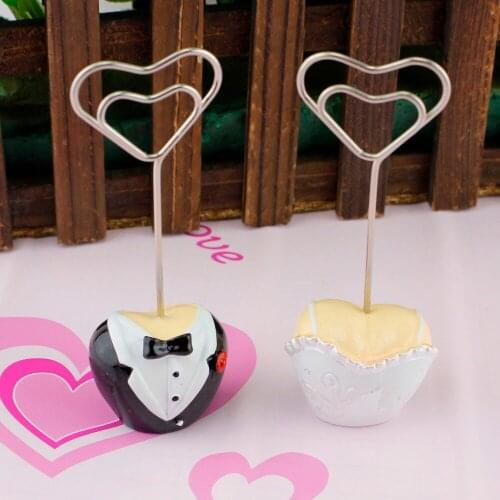 2pce/Set Lovely Heart Metal Wire Dress Suite Name Table Card Holder Wedding Decor Jewelry Accessories Display