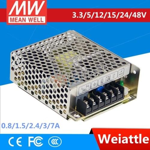 3.3V 5V 12V 15V 24V 48V MEAN WELL 0.8/1.5/2.4/3/7A 23.1/35/36/38W Single Output Switching Power Supply RS-35-15 RS-35-12 RS-35-5