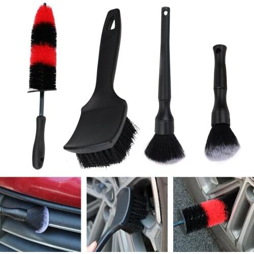 4pcs Car Bristle Brushes Soft Kit Tire Rim Seat Clean Wash Tool 4x4 Caravan Automotive Accessories Interior Household Universal
