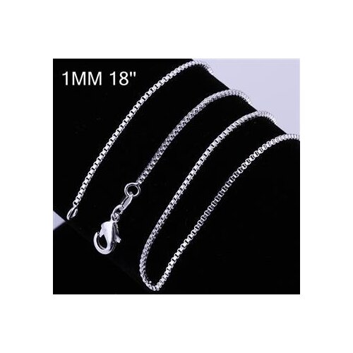 Cool 5pcs 1mm 16/18/20/22/24 inch M925 Silver color Box Link Chain Lobster Clasp Necklace Wholesale fashion jewelry CN007