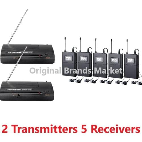 Takstar WPM-200 UHF Wireless Monitor System 50m Transmission Distance In-Ear Stereo Headphone Headset 2 Transmitters 5 Receivers
