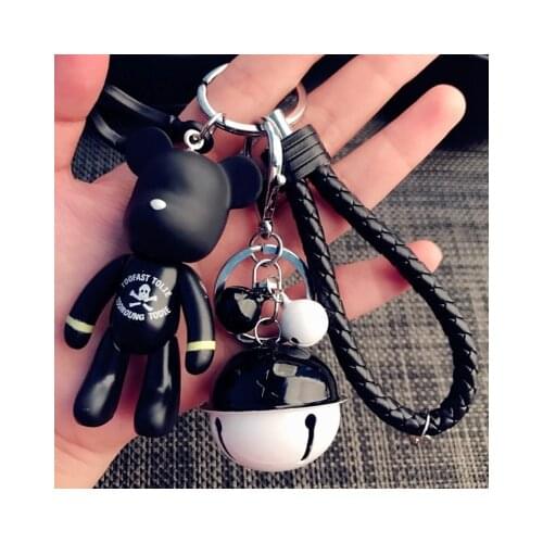 Bomgom Cartoon Popobe Gloomy Bear Teddy Bear Leather Strap Keychain Car Key Holder Bag Charm Holder Key Chain Key Ring Pendant