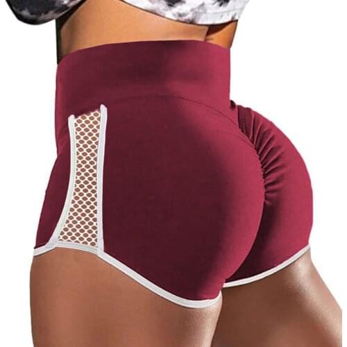 Fitness Breathable Women Shorts Summer Casual High Waist Hollow Out Slim Shorts Ladies Sexy Patchwork Skinny Shorts