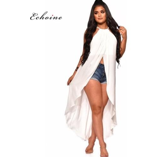 Echoine Sexy Dress Women Party Club Sleeveless Spaghetti Straps High Split Irregular Hem Long Mixi Female Vestido Tops Clothes