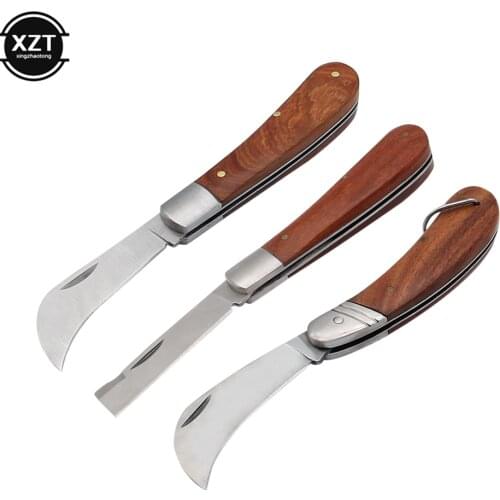 Stainless Steel Mushroom Knife Wallpaper Rosewood Handle Sickle Pocket Folding Knife Electrician Knife Camping Survival Tool