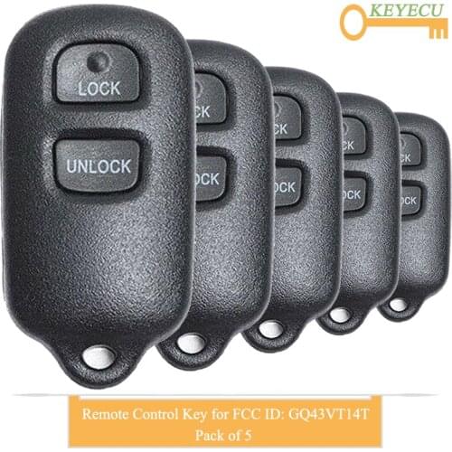 KEYECU 5PCS Remote Control Car Key for Toyota Corolla 2003-2010, Sienna 1999-2003, Camry 2000 2001, Fob 2+1 3 Button - GQ43VT14T