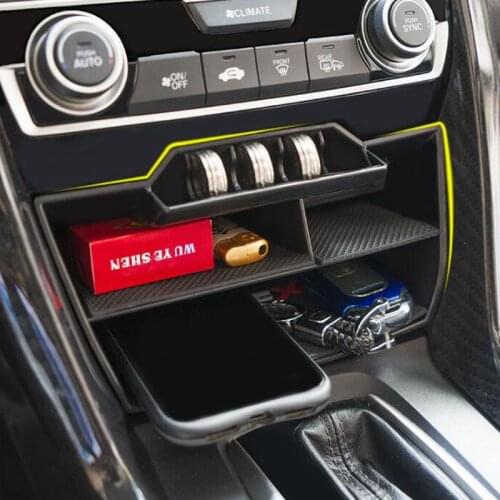 Central Console Storage Box Coins Trays Cards Case USB Extension Cable For 10th Gen Honda Civic Sedan 2016-2020 Car Organizer