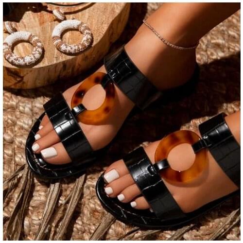 Summer new style pendant leather women slippers flat casual beach sandals outdoor wild slippers 2020 home flip flop