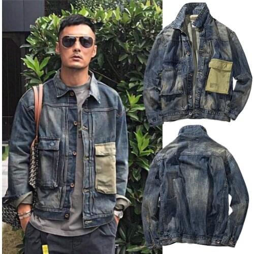 Fashion Mens Jeans Slim Fit MENS Jacket Jeans Coat 2021 Ins Tide Brand Japanese Tooling Retro Mens Denim Jacket Mens Coat