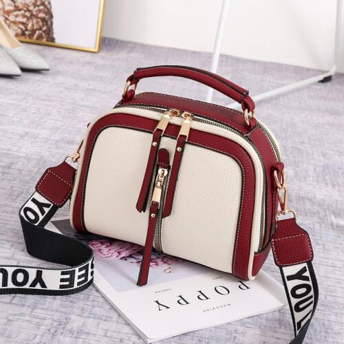 Fashion Stitching Shoulder Bag For Women PU Leather Handbag Vintage Crossbody Bag New Chains Designer Messenger Handbag Purse