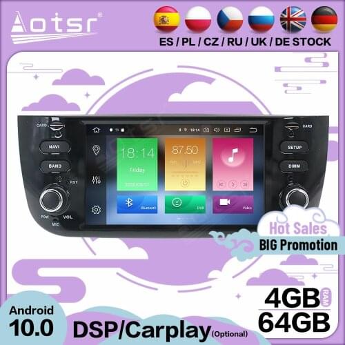 Carplay Multimedia Stereo Android 10 Player For Fiat Punto 2009 2010 2011 2012 2013 2014 2015 GPS Audio Radio Receiver Head Unit