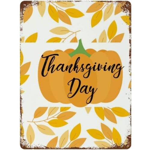 NoBrands Vintage Retro Metal Tin Sign Wall Decor Art Thanksgiving Day Pumpkin Silhouettes Home Decor Plaque Poster Man Cave
