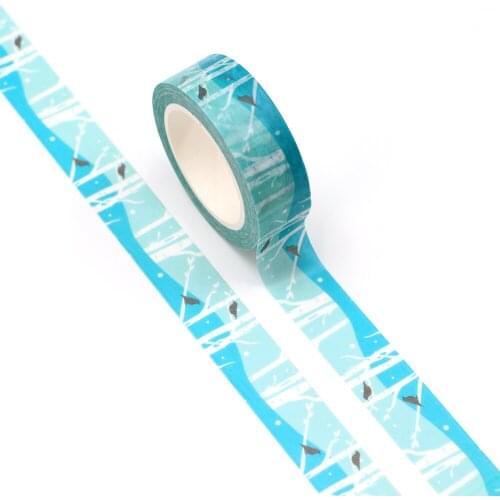 NEW 10pcs/Lot Decorative Blue Forest and Robin Christmas Washi Tapes Bullet Journal Adhesive Masking Tape Stationery