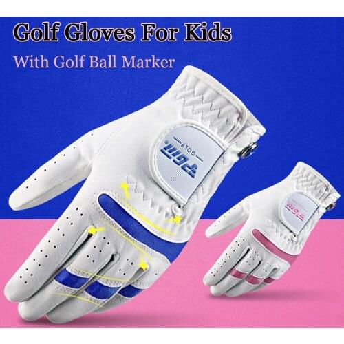Golf Gloves For Kids Children Boys Girls With Golf Ball Marker White Blue Golfer Students Gift Brand New Fabric Lycra Dropship
