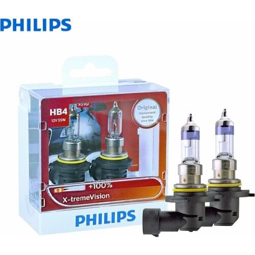 Philips X-treme Vision 9006 HB4 12V 55W P22d 9006XVS2 +100% More Vision Light Car Halogen Headlight Auto Fog Lamps (Twin Pack)