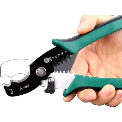 Portable Multi-function Cable Cutter 8-inch Manual Crimping Pliers Steel Durable Cable Stripping Pliers Large Shear Wire Clamp