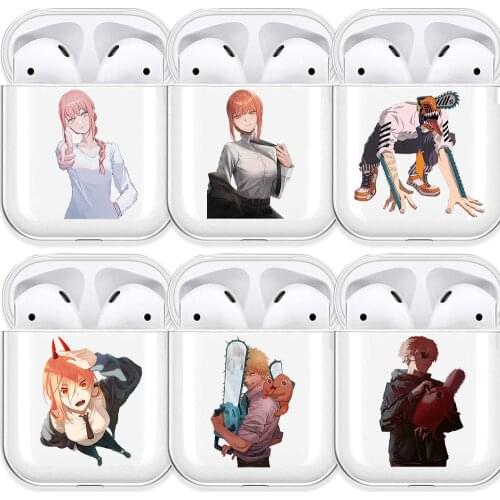 Hot Anime Chainsaw Man Transparent Airpods Case for Funda Airpods 2/1 Cover Power Denji Makima Aki Pochita Soft TPU Case Coque