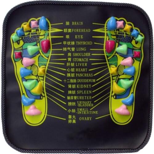 Reflexology Stone Foot Massager Mat Acupuncture Foot Leg Spa Cushion Massaging Carpet, Pain Relief - 34x34cm