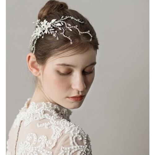 O387 Chains Alloy flower wedding bridal hair comb with pearl bridal wedding accessory luxury girl hair ornament