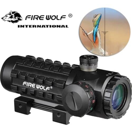 Tactical Hunting Optics Riflescope 3X28 Green Red Dot Cross Sight Scope Universal 11/20mm Rail Rifle Scopes