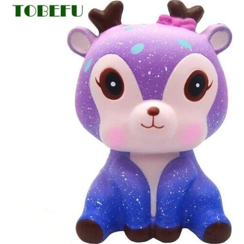 TOBEFU Jumbo Kawaii Colorful Galaxy Deer Squishy Cream Sweet Scented Slow Rising Squeeze Anti Stress Toys for Kids Xmas Gifts